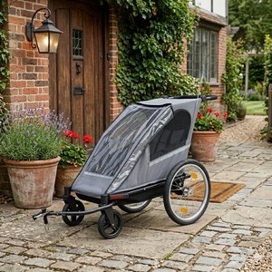 Remorque de vélo à cadre en aluminium TC-2024S bicolore avec tissu résistant à l'eau 600D, pliage facile - Product Image 2