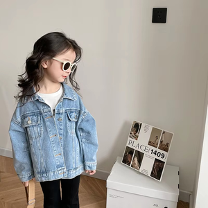 Vestes en jean décontractées pour enfants avec boutons, ensembles de couleur unie pour bébés filles et garçons, manteaux à manches longues - Product Image 6