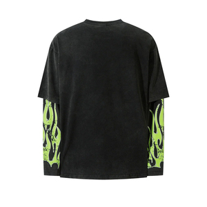เสื้อยืดผู้ชายผ้าฝ้ายสองชั้น สไตล์สตรีทแวร์ พิมพ์ลายตามสั่ง ทรงโอเวอร์ไซส์ แขนสองชั้น เป็นมิตรกับสิ่งแวดล้อม น้ำหนัก 180 กรัม - Product Image 2
