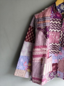 Quilted <b>Patchwork</b> <b>Jacket</b> Women's Mandarin Collar Full Sleeve Cotton Autumn Style Regular Length Patch Designs gift for her - Product Image 2