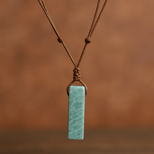 Amazonite Aura Natural Crystal Pendant Necklace with Adjustable <b>Rope</b> <b>Chain</b> for Men and Boys - Product Image 2