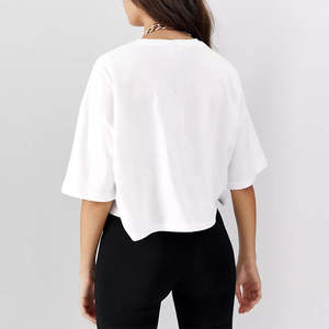 Camisetas cortas para mujer, personalizables con logotipo, de alta calidad, transpirables, de algodón, estampadas o lisas, servicio OEM. - Product Image 4