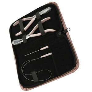 Kit de Extensiones de Cabello con Logotipo Personalizado, Mini Set de Salón con Pinzas de Acero, Silicona y Nylon en Estuche de Cuero Profesional - Product Image 3