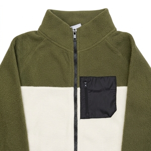 Veste en polaire pour homme, couleur olive, col montant, fermeture éclair, épaisse et confortable - Product Image 2