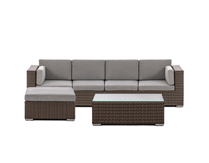 Conjunto de Sofás de Ratán PE para Exteriores, Contemporáneo, con Cojines Grises, Muebles de Jardín Impermeables, Diseño Moderno para Vivir al Aire Libre - Product Image 5