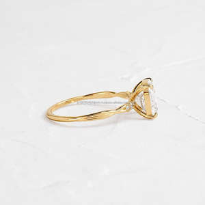 IGI/GIA Lab Grown Cut Diamond <b>Vintage</b> 14k Yellow Wedding/Engagement <b>Ring</b> Unisex Fine White <b>Gold</b> for Anniversary Party-Worthy - Product Image 2