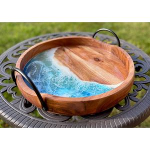<b>Large</b> Handmade Resin And Wooden <b>Tray</b> For Dining Room Serving And Stylish Home Organization Solutions - Product Image 4