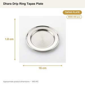 Plato para tapas hecho a mano de acero inoxidable SS304 satinado brillante de 16 cm con anillo de sujeción y anillo antigoteo para decoración del hogar y eventos de boda - Product Image 4