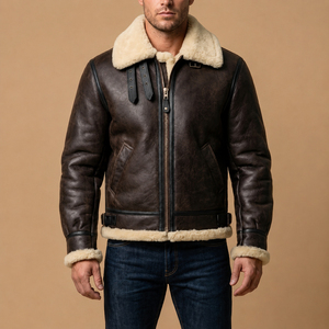 Veste en cuir de mouton pour homme, style sherpa, veste en cuir d'hiver, veste en fourrure chaude pour garçons, nouvelle veste en cuir fourrée - Product Image 1