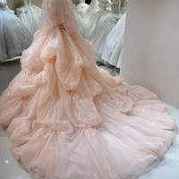 Jancember DW0098 Robes de Soirée de Mariage Rose Poudré Volumineuses avec Fleurs 3D