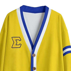 เสื้อคาร์ดิแกนคอวีสีเหลืองแบบสั่งทำพิเศษสำหรับผู้ชาย แขนยาว ผ้าขนสัตว์ผสม หนา กันยับ ติดกระดุมด้านหน้า มีกระเป๋า เหมาะสำหรับใส่ในฤดูหนาว - Product Image 4