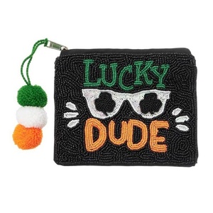 Monedero Artesanal con Lazo y Cuentas, Bolsa con Cremallera de Lentejuelas Verdes y Rosas para Mujeres y Niñas, Colecciones Boutique para el Día de San Patricio - Product Image 5