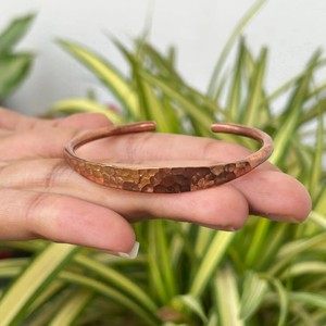 Solid Copper <b>Healing</b> <b>Bracelet</b> for Arthritis Relief Hammered Texture Copper Adjustable Cuff Bangle Therapy Style Jewelry 4 women - Product Image 1