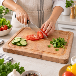 Tabla de Cortar Rectangular de Madera Natural Resistente con Ranura para Jugos, Apta para Lavavajillas, 2 cm de Grosor, para Carne y Verduras - Product Image 3