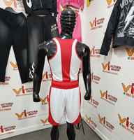 Uniforme de boxe réversible rouge/bleu lavé pour adultes - Logo personnalisé 100% polyester respirant léger et durable
