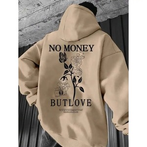 Sudadera con Capucha de Forro Polar para Hombre No Money Love Rose, 100% Algodón, Cómoda, Informal para Otoño - Product Image 1