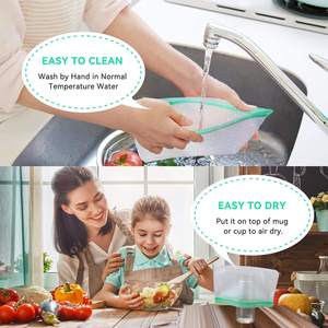 Bolsas reutilizables con cierre hermético para almacenamiento de alimentos, tipo stand-up, para congelador, con etiquetas para alimentos secos - Product Image 5