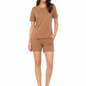 Conjunto de camiseta y pantalones cortos para mujer, ropa informal de dos piezas para verano, cómoda, suave, transpirable, ligera y suave - Product Image 1