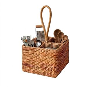 Rattan Organizer Home Kitchen Storage Handmade Tabletop Organizer Eco-friendly Storage Tray Vietnam Factory - Product Image 1