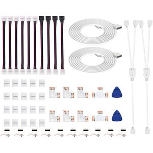 Kit Connettori LED RGB 4 Pin 5050 a L da 10mm per Strisce LED e Adattatori - Product Image 1