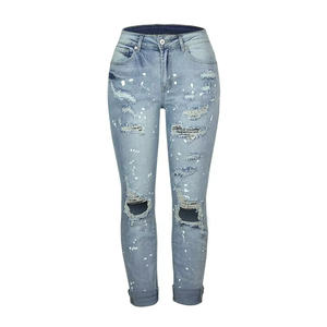 Plus Size Jeans for Women Ladies Jeans Trousers Denim Ripped Women Jeans - Product Image 1