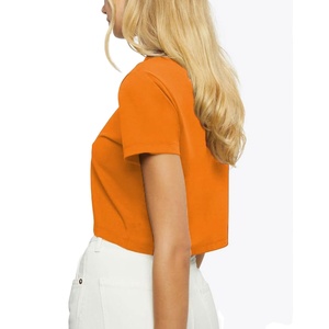 2025 verano bebé camiseta Crop Tops camiseta Sexy fina camisa en blanco para mujer 100% algodón transpirable alta calidad camiseta lisa - Product Image 6