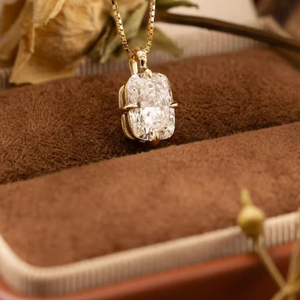 Women's 2ct Cushion Shape Lab Grown Diamond <b>Charm</b> <b>Pendant</b> in 14K Yellow Gold Classic Trendy Jewelry for Anniversary - Product Image 1