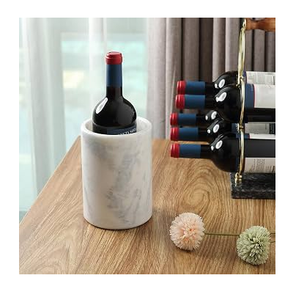 Seau à glace en pierre blanche, refroidisseurs modernes de luxe pour hôtel, restaurant, refroidisseur de vin décoratif - Product Image 1