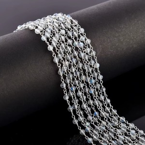 Natural Flashy Labradorite Rosary Chain 3MM Faceted Round Gemstone <b>Wire</b> Wrapped 925 <b>Sterling</b> <b>Silver</b> Jewelry Chain Wholesale Bulk - Product Image 1