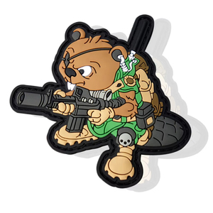 Patch personnalisé en PVC souple à coudre, motif ours de dessin animé 3D, forme irrégulière, style mignon, pour promotion de vêtements, accessoire vestimentaire - Product Image 3