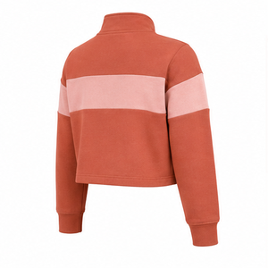 Customize Terracotta <b>Womens</b> Easy Fit <b>Half</b> <b>Zip</b> Cropped <b>Sweatshirt</b> Casual Layer Brushed Fleece - Product Image 2