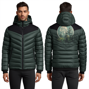 Modern Men's Long Camouflage Quilted Hooded Waterproof Puffer <b>Jacket</b> with Premium Insulated Construction for Outdoor Use - Product Image 4