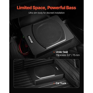 Subwoofer de voiture compact 240W 10 pouces, amplificateur intégré, profil bas, pour installation sous le siège - Product Image 2