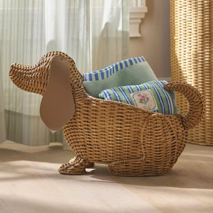 Cesta de Mimbre para Perros, Hecha a Mano, Decorativa, para Almacenamiento, Organizador de Juguetes, para Cuarto de Niños, Decoración del Hogar, Cesta de Regalo, Fibra Natural - Product Image 1