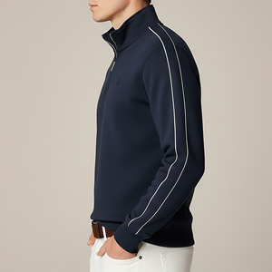 Sudadera de hombre con media cremallera, personalizada OEM/ODM, lisa, de peso pesado, oversize, con ribetes, para invierno, estilo urbano - Product Image 6