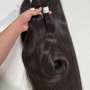 Venta al por mayor negro natural 100% virgen vietnamita pelucas de cabello humano a granel recto Super doble dibujado extensiones sin pegamento - Product Image 4