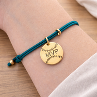 Bracelet de plage en cordon ciré avec breloque chrétienne en zircon plaqué or, personnalisable avec logo, pour femme, idéal comme cadeau souvenir sportif tendance
