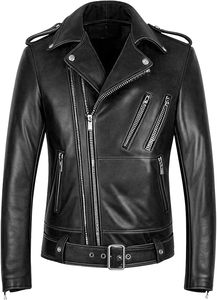 Blouson moto en similicuir d'agneau pour homme, manches longues, fermeture éclair, col montant, style automne, noir, imperméable, respirant, coupe-vent - Product Image 5