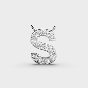 Elegant Gold Initial Pendant with Diamond Alphabet S Letter <b>Charm</b> Personalized Jewelry for Women - Product Image 1