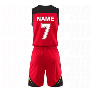 Uniforme de basket-ball personnalisé pour enfants, garçons, hommes et adultes, maillot et short de basket-ball rouges personnalisés avec nom et logo - Product Image 2
