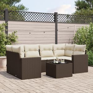 Conjunto de Sofás Modulares Grandes de Ratán PE Marrón para Jardín, Muebles de Patio con un Elegante Diseño Modular - Product Image 1