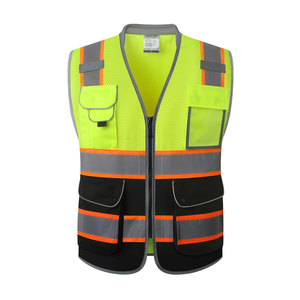 Hi Visibility Breathable Polyester Safety Vest with Reflective Stripes and <b>Multiple</b> Pockets Unisex Workwear - Product Image 1