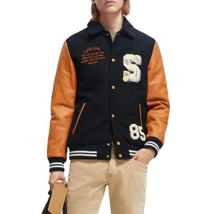 New Arrival 2026 High Quality Casual Usage Outdoor <b>Leather</b> Sleeves <b>Jacket</b> Durable Letterman Wool <b>Leather</b> Sleeve Varsity <b>Jacket</b> - Product Image 1