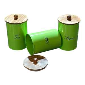 Recipientes de Almacenamiento Hechos a Mano, Ecológicos, de Metal y Madera, con Tapas Herméticas, Bonitos y Modernos para Cocina, Libres de BPA, Duraderos, para Sal, Azúcar y Té - Product Image 2