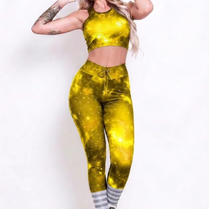 Conjunto de Yoga para Mujer, de la Mejor Calidad, Texturizado, con Costuras Sólidas, Estampado Digital, 2 Piezas, Transpirable, Cintura Alta - Product Image 1