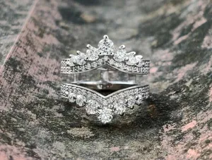Round Cut Moissanite Engagement <b>Ring</b> <b>925</b> Sterling <b>Silver</b> Pave Band Solitaire <b>Ring</b> Luxury Diamond Look Bridal Jewelry - Product Image 3