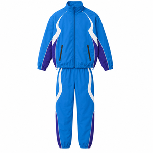Custom Made Unisex Polyester/Nylon Casual Tracksuit Set Zip-Up <b>Jacket</b> Jogger Pants Solid Pattern Design Windproof Wholesale Rate - Product Image 3