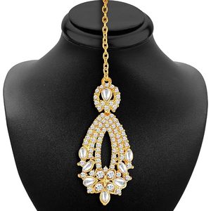 Parure Collier Long et Boucles d'Oreilles en Alliage Plaqué Or, Perles d'Imitation, Design Temples du Sud de l'Inde, Bijoux Ethniques de Mariage pour Femme - Product Image 3