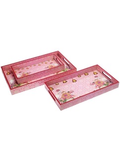 Plateau de service gravé en MDF laqué ILAHI - Plateau à un seul niveau, style américain, biodégradable, qualité alimentaire, compatible lave-vaisselle, utilisation sur le bureau ou pour les boissons - Product Image 2