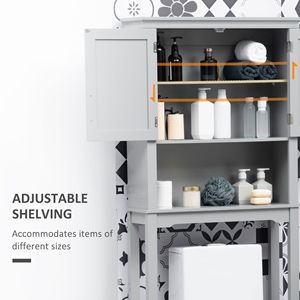 Mobiletto Moderno a Doppia Anta da Posizionare Sopra il WC, Organizzatore per Bagno Grigio con Ripiano Interno Regolabile - Product Image 6